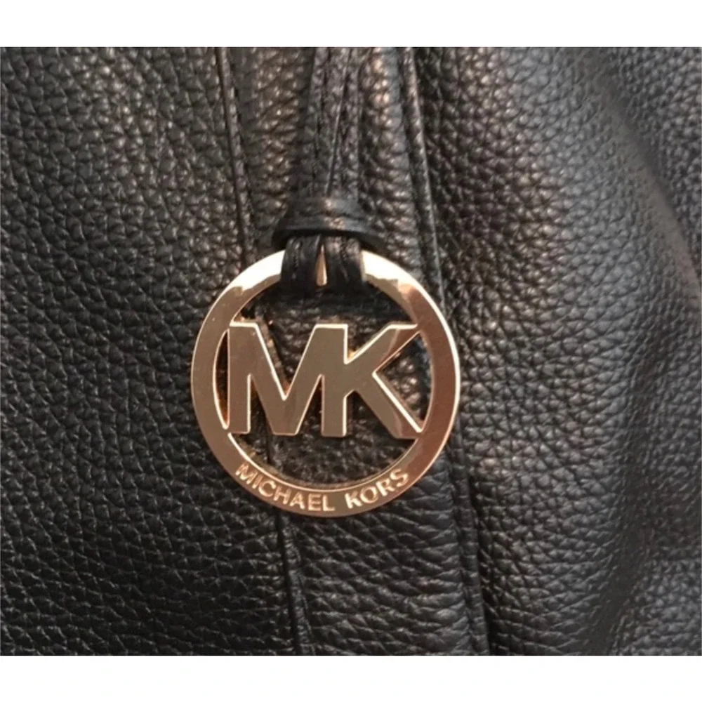 Michael Kors Black Leather Shoulder Bag Satchel Handbag - Picture 4 of 10